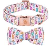 Elegant little tail Collar de perro de Pascua, conejo rosa con color marinero, collar de perro con lazo, collares suaves para mascotas, collares ajustables para cachorros para perros grandes