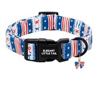 Elegant little tail Independence - Collar de perro con colgante, bandera azul de Estados Unidos y patrón de lazo marinero, hebilla de plástico de liberación rápida, collar ajustable para mascotas para