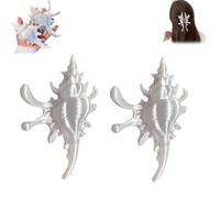 Elegant Metal Conch Shaped Hair Claw, Jewelry Clip Adornment, 5" Large for Thick Hair Women, All-Day Hold (white 2pc)