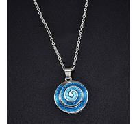 Elegant Necklace Pendant For Fashion Woman Fashion Silver Jewelry Blue Fire Opal Cute Little Round Pendant Necklace Chain For Women