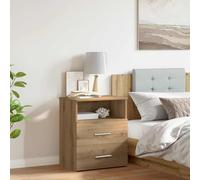 Elegant Nightstand with 2 Drawers and Shelf, Engineered Wood Oak Finish, 50x32x60 cm, Modern Bedside Table for Bedroom, Sturdy and Moisture-Resistant, Easy to Clean, Wall Mounting Included