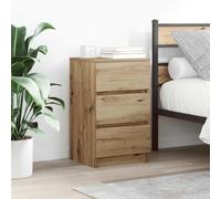Elegant Nightstand with 3 Drawers, Artisan Oak Finish, 39x35x65 cm, Sturdy Engineered Wood, Spacious Storage for Bedroom Decor, Easy to Clean, Wall Mountable for Safety
