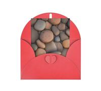 Elegant Pebbles in the beach - Juego de tarjetas impresas en blanco con papel perlado, incluye sobres y rojo a juego