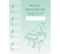 Elegant Piano Music Sheet Notebook: 120 Pages of Blank Manuscript Paper for Composition & Lyrics | Light Green Gradient: 8.5 x 11 Inch Grand Staff ... | Perfect for Beginners & Composers