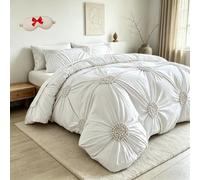 Elegant Pinch Pleat Duvet Cover Set,3-Piece Luxury Soft Touch Brushed Bedding Quilt Shell,Breathable Washable Wrinkle-Resistant Textured Comforter Cover with 2 Decorative Pillowcases