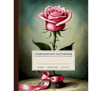 Elegant Pink Rose Composition Notebook | Feminine College-Ruled Notebook: Intricate Rose Illustration in a Vase with Pink Ribbon | 110 Pages | 7.5" x 9.25" | Perfect for School, Work, or Personal Use