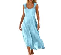 Elegant Plain Casual Dress for Breathable, Soft Summer Days with Design(Blue,XXL)