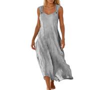 Elegant Plain Casual Dress for Breathable, Soft Summer Days with Design(Gray,XL)