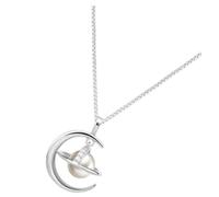 Elegant Planet Moon Pendant Necklace Women Light Luxury Present Teen Fine Workmanship Fashionable Jewelry for Special Occasions