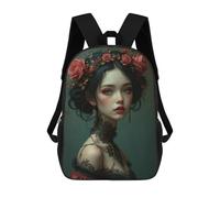 Elegant Portrait of Woman with Roses And Intricate Accessories Mochilas Para Niños Mochila Escolar Mochila Escolar Impresa En 3D Para Niños Estudiantes De Primaria Y Secundaria 17inch
