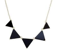 Elegant Punk Gold Plated Hollow Blue Triangle Pendant Adjustable Chain Bib Necklace,Colour:Black (Color : Black)