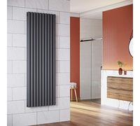 ELEGANT Radiador de panel de diseño con tubos 1800 x 590 mm Antracita Doble capa Radiador de baño Conexión central Vertical Radiador de tubos
