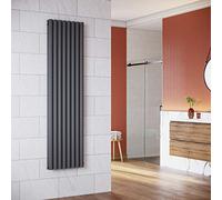 ELEGANT Radiador de panel de diseño con tubos de 1800 x 475 mm, color antracita, doble capa, conexión central, tubo vertical