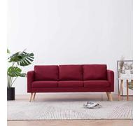 Elegant Red Wine 3 Seater Fabric Sofa with Removable Cushions for Living Room and Office, Soft Durable Polyester Upholstery, Solid Wood Frame Structure, Seating