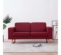 Elegant Red Wine Fabric 2-Seater Sofa with Removable Cushions, Comfortable Living Room Furniture for Home Office Decor, Sturdy Wood Frame and Iron Legs