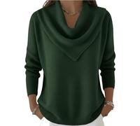 Elegant Retro Soft Triangle Neck Solid Color Sweater Top, Cozy Long Sleeve Knit Pullover Cowl Style Winter Tops for Women, Cashmere Knitted Casual Clothes Pullover, Triangle Neck Sweater (Green,XXL)