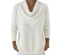 Elegant Retro Soft Triangle Neck Solid Color Sweater Top Triangle Neck Sweater Cozy Long Sleeve Knit (#02,S)