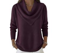 Elegant Retro Soft Triangle Neck Solid Color Sweater Top Triangle Neck Sweater Cozy Long Sleeve Knit (#04,XXL)