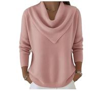 Elegant Retro Soft Triangle Neck Solid Color Sweater Top, Women’s Cozy Vintage Knit Pullover (Purple,S)