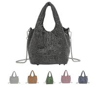 Elegant Rhinestone Clutch Purse for Women,Sparkly Evening Bag with Chain for Wedding,Prom,Party,Gala (black)