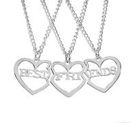 Elegant Rose 3 piezas Best Friends Forever BFF plata corazón clave Colgante Collar Conjunto Amistad accesorios (Silver)