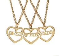 Elegant Rose 3 piezas Best Friends Forever BFF plata corazón clave Colgante Collar Conjunto Amistad accesorios (Gold)