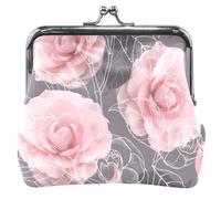 Elegant Roses - Monedero de cuero personalizado para mujeres y niñas, con hebilla, cierre de beso, monedero, monedero, color gris, Elegantes rosas grises, OneSize