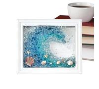 Elegant Sea Glass Art Kit, Diy Modern Aesthetic Mosaic, 8.10 Inch Display Frame with Reinforced Build, High Lustre Frosted Glass, Home Accessory with Coastal Style, Tool for Bedroom Living Room