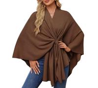 Elegant Shawl Wraps Soft Open Front Poncho Sweater, for Spring Fall Winter, Cross Front Poncho Shawl Cape for Holiday Travel (Coffee)