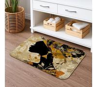 Elegant Silhouette - Tapete de baño antideslizante con diseño artístico de hojas doradas, de espuma viscoelástica, lavable, para baño, inodoro, baño, decorativo, 20 x 32 pulgadas