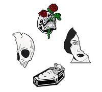 Elegant Skull Brooches Set of 4 Women's Fashion Breastpins Decorative Corsages for Special Occasions