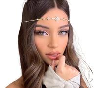 Elegant Square Forehead Chain Headband Hair Decoration Head Chain Princess Jewelry para ocasiones especiales y festivales(Gold)
