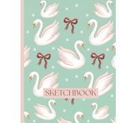 Elegant Swan Pattern Sketchbook: Paperback Drawing Book for Ballet & Fairytale Lovers: 8.5 x 11 Large Size: Unlined Pages for Artists, Featuring Ribbon Bows Design, Creative Gift