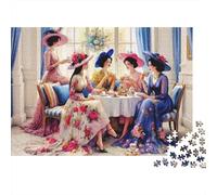 Elegant Tea Party Colourful Ladies Fancy Tea Party 1000 Pcs Jigsaw for Adults & Kids Unique Challenging Fun Activity 52x38cm/1000pcs