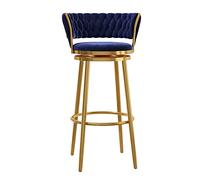 Elegant Velvet Bar Stool with Woven Backrest Swivel Design Set of 1/2/3/4 Ideal for Home Kitchen or Pub Comfortable Footrest Stylish Black Finish
