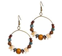 Elegant Vintage Finish Beaded Hoop Classic Hook Women's Fashion Jewelry Dangle Earrings