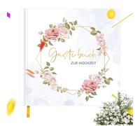 Elegant Wedding Guest Book, Hardcover Visitor Register for Wedding Reception, Birthday Parties, Anniversaries and Special Events, 8.27x8.27 Inches, Green, Pink