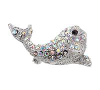 Elegant Whale Women's Lapel Pin Suit Coat Brooch Wedding Dress Accessory Zinc Alloy Rhinestone Full Coverage