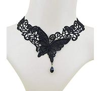 Elegant Women Classic Gemstone Black Butterfly Choker Necklace Lace Clavicle Collar Chain Jewellery Decoration for Dress,Colour Name:Butterfly (Color : Butterfly)