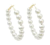 Elegant Women's Artificial Pearl Large Hoop Earrings Elegant Earrings Large Hoop Earrings Grandes Pendientes Curvados, talla única, Aleación de cinc, Sin piedra preciosa