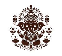 Elegante 2d y del señor ganesh con una silueta minimalista y linda ideal Calcomanías de pared 54.6x58.4cm Vinilos para ventanas Café