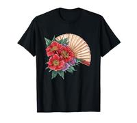 Elegante Abanico Floral japonés de Mano Sakura Peony Camiseta
