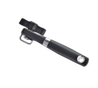 Elegante abrelatas de acero inoxidable con diseño innovador que ofrece características de seguridad durante las tareas de cocina