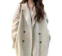 Elegante abrigo de lana de longitud media para mujer, estilo Hepburn, chaqueta casual para uso diario, oficina, mezcla de poliéster suave, disponible en varios colores (albaricoque XL)