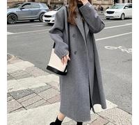 Elegante abrigo de longitud media para mujer diseñado con influencia Hepburn y sensibilidad moderna de la moda coreana (L gris)