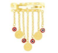 Elegante accesorio para el cabello con borlas de monedas vintage doradas para mujer, flequillo con diamantes de imitación, clip decorativo para el pelo