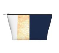 Elegante Acento de Rayas Blancas, Azul Marino, Dorado Falso, Bolsa de artículos de tocador Bolsa de Maquillaje Bolsa de cosméticos Bolsa de artículos de tocador de Viaje portátil