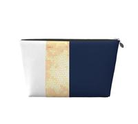 Elegante Acento de Rayas Blancas, Azul Marino, Dorado Falso, Bolsa de artículos de tocador Bolsa de Maquillaje Bolsa de cosméticos Bolsa de artículos de tocador de Viaje portátil