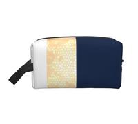 Elegante Acento de Rayas Blancas, Azul Marino, Dorado Falso, Bolsa de Maquillaje Bolsa de cosméticos Bolsa de artículos de tocador de Viaje portátil Organizador de Bolsa de Maquillaje