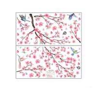 Elegante adhesivo de pared con diseño de flor de cerezo con pájaro que ilumina la decoración de tu sala de estar